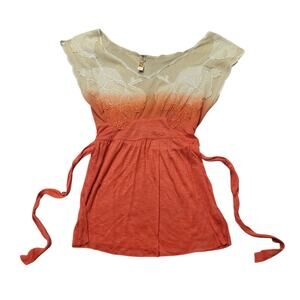 Free People Tie Back Boho Color Fade Top - Size Medium